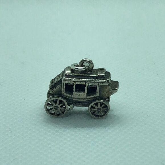 💛 925 Vintage Carriage Charm/Pendant - Picture 1 of 3